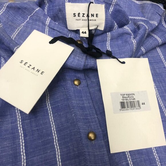 Sezane Blue Striped Tank Top - Picture 9 of 9